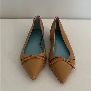 Frances Valentine Paige Soft Calf Leather in Camel with Red Strip and Bow